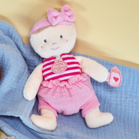 Jolijou-Doudou poupée chiffon fille rouge-16 cm