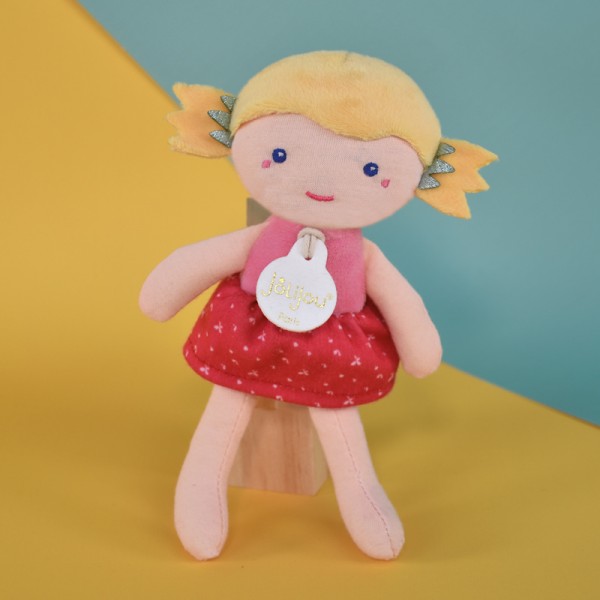 Jolijou-Doudou poupée chiffon fille jaune-16 cm