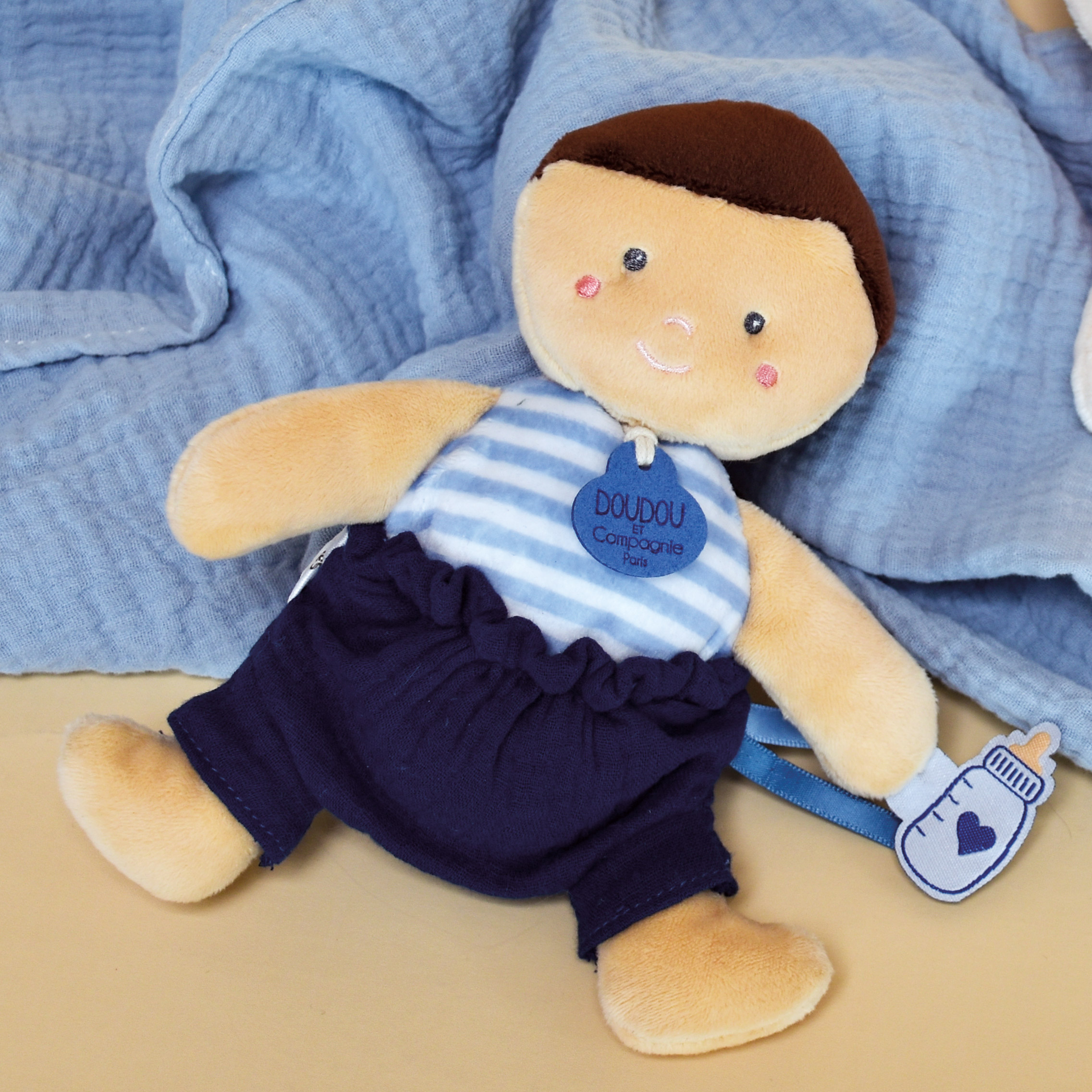 Jolijou-Doudou poupée bébé garçon bleu-18 cm