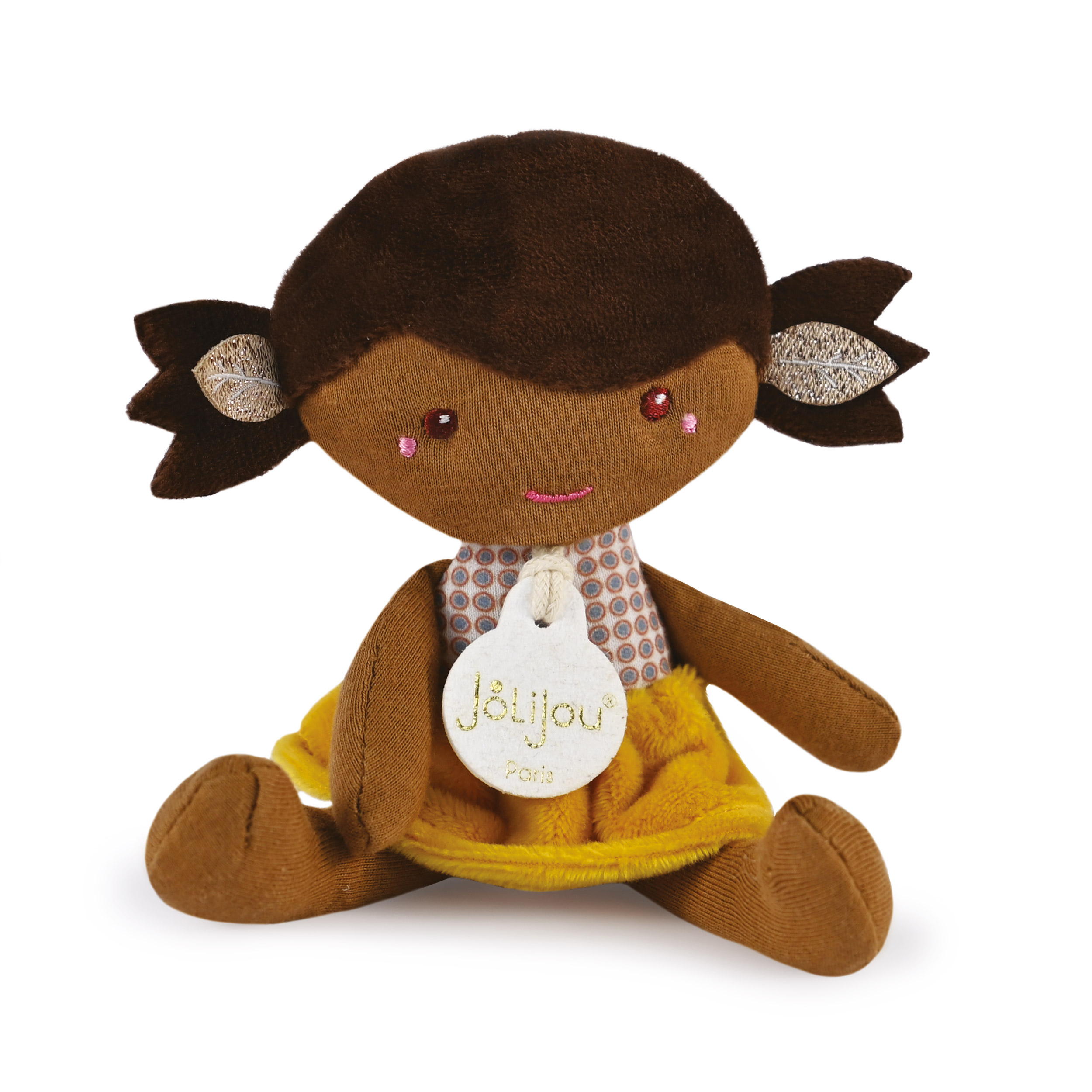 Jolijou-Doudou poupée chiffon fille jaune-16 cm